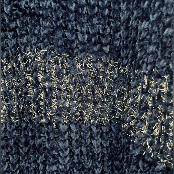 NWT - GeeGee - Navy Chinelle & Silver Tinsel Sweater - Womens Large - Picture 5 of 8